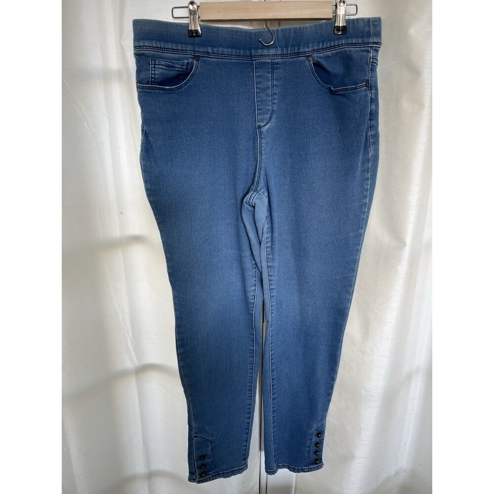 Martha Stewart Everyday Womens Missy Jeans Large Med Washed Blue Pull-On